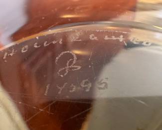 Holmegaard Glasverk 1954 Freeform Bowl with Asymmetrical Rim in Smoke Color Designed by Per Lutken (13-1/2"D)