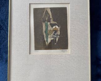 Framed Original Etching "Apex Print" Signed Johnny Friedlaender - Edition 185/225 (14-1/2"W x 20-1/2"H)