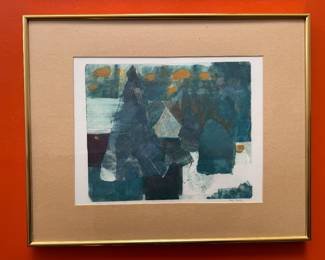 Framed Original Abstract Etching "MInature" Signed Phil Cook (20-1/2"W x 16-1/2"H)
