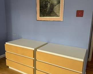 Muurame  Kolmonen 3 Drawer Dresser in White & Birch (31"W x 22"D x 25-1/2"H / 2 Available)