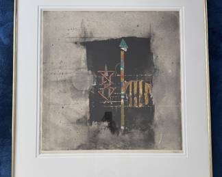 Framed Original Abstract Etching "Untitled" Signed Johnny Friedlaender - Edition 74/95 (44-1/2"H x 40"W)