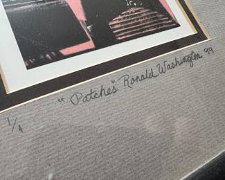 Framed Original Lithograph "Patches" Signed Ronald Washington '99 - Edition 1/4 (10"W x 12"H) 