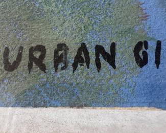 Framed Original Watercolor on Paper Color Abstract Signed Urban 61 ( 23"W x 30"H)