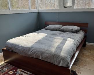 IKEA Hopen Queen Size Platform Bed with New Queen Mattress (Headboard Height - 36" / Footboard Height - 15-1/2") 