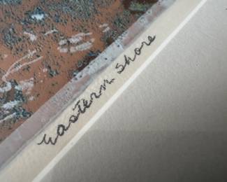 Framed Original Abstract Aquatint on Paper "Eastern Shore" Signed Maggie Stewart - Edition 29 (19"H x 14")