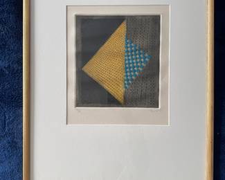 Framed Original Abstract Lithograph "Untitled" Signed Arthur Luiz Piza - Edition 72/99 (21"W x 27"H) 
