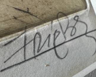 Framed Original Abstract Aquatint Etching on Paper "Collines" Signed Johnny Friedlaender- 1964 - Edition 70/95 (32"W x 27"H) 