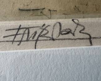 Framed Original Abstract Aquatint Etching on Paper "Vol d'Oiseaux (Flight of Birds)" Signed Johnny Friedlaender- Edition 25/85 (31"W x 27"H) 