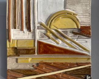 Stig Carlsson JIE Gantofta Stoneware Wall Plaque (7-1/2"W x 7-1/2"H)