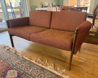 Vintage Aluminum Base with Upholstered Seating Danish Loveseat (60"W x 29"D x 26" Back Height)