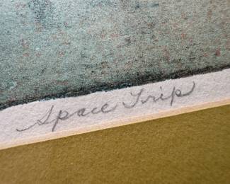  Framed Original Artist's Proof Lithograph "Space Trip" Signed Jean Henning (15"H x 18"W)