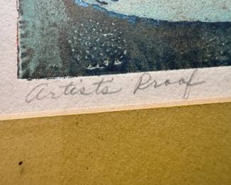 Framed Original Artist's Proof Lithograph "Space Trip" Signed Jean Henning (15"H x 18"W)