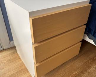 Muurame  Kolmonen 3 Drawer Side Table in White & Birch (20-1/2"W x 22"D x 25-1/2"H / 2 Available)