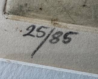 Framed Original Abstract Aquatint Etching on Paper "Vol d'Oiseaux (Flight of Birds)" Signed Johnny Friedlaender- Edition 25/85 (31"W x 27"H) 