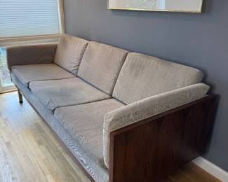 Jydsk of Denmark Rosewood Case Upholstered Sofa with Chrome Legs (30-1/2"D x 88"W x 24-1/2" Back Height)