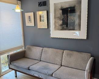 Jydsk of Denmark Rosewood Case Upholstered Sofa with Chrome Legs (30-1/2"D x 88"W x 24-1/2" Back Height)