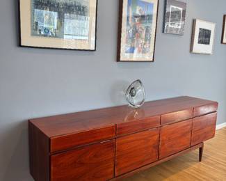 Faarup MobelFabrik Rosewood 4 Drawer / 4 Door Credenza Designed by Ib Kofod-Larsen (90-1/2"W x 19-1/2"D x 30"H)