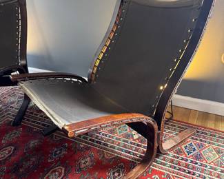 Westnofa Siesta Lounge Chair designed by Ingmar Relling (Original Canvas & Leather Cushioning)  / (25"W x 31"H x 30"D - Pair)