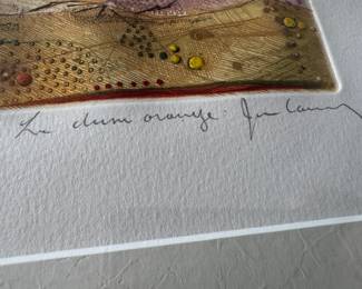 Framed Original Etching "Les Dunes Oranges" Signed Rene Carcan - Edition 40/100 (13"W x 13"H)