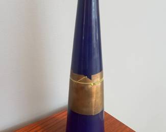 Colbalt Blue Hand Blown Flower Vase Signed 2004