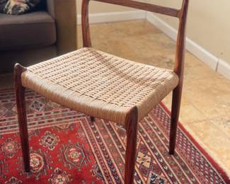Niels Otto Møller Model 78 "Horned" Rosewood Side Chair with Woven Danish Cord Seat (19-1/2"W x 19-1/2"D x 31-1/2" Back Height) 