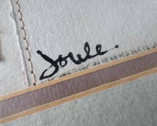 Framed Original Mixed Media on Paper Abstract Signed Joule (17-1/2"W x 21-1/2"H)