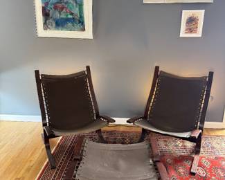 Westnofa Siesta Lounge Chair designed by Ingmar Relling (Original Canvas & Leather Cushioning)  / (25"W x 31"H x 30"D - Pair)