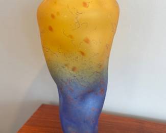 Hand-blown Sculptural Art Glass Vase Signed CB Glass (Curtis Brock)