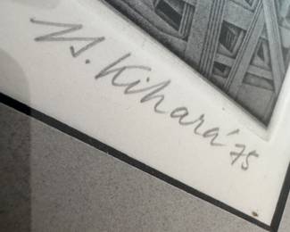 Framed Original Aquatint on Paper "Deplacement" Signed Yasuyuki Kihara '75 - Edition 95/100 (26"W x 31"H) 