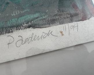 Framed Original Pastel & Watercolor on Paper "Cool and Blue" Abstract Signed (26"W x 34"H)