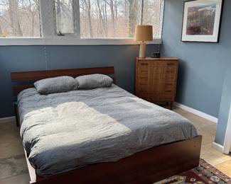 IKEA Hopen Queen Size Platform Bed with New Queen Mattress (Headboard Height - 36" / Footboard Height - 15-1/2") 