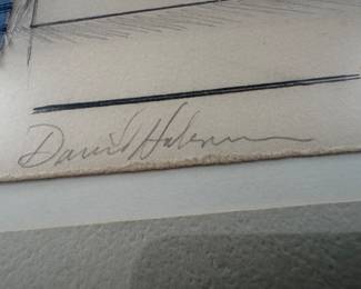 Framed Original Mixed Media Geometric Abstract Collage on Paper Signed David Haberman (17-1/2"H x 29"W)  