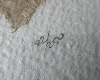 Framed Original Mixed Media on Paper Collagraph Signed - Edition 82/250 (16"W x 19-1/2"H)