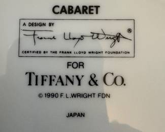 Cabaret for Tiffany & Co. A Design by Frank Lloyd Wright China (48pc)