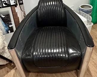 Aviator Leather & Aluminum Arm Chair
