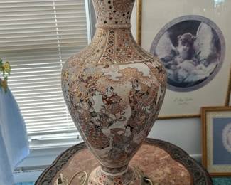 Antique Satsuma table lamp