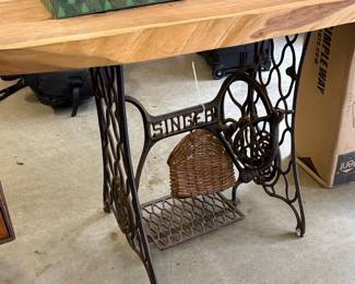 Repurposed singer treadle table