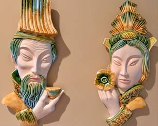 Mid century Asian chalk ware set