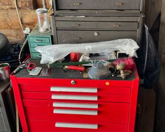 Red tool box, full of tools