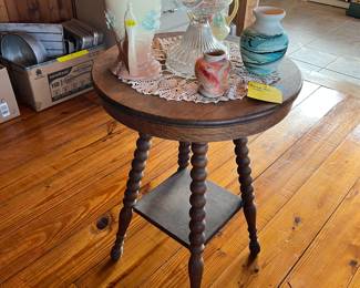 Barley twist side table, pottery