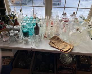 Bottles and glass jars
