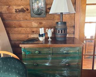 There are a pair of these dressers. They have mirrors that go with them. They are from the Miami County Old Folks Home. 