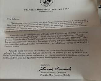 WELLS FARGO STAGECOACH FRANKLIN MINT