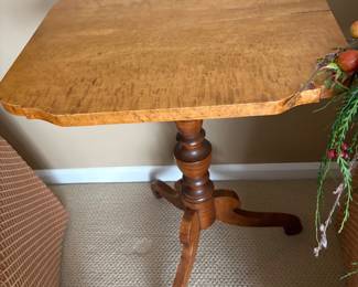 antique tiger maple candle stand