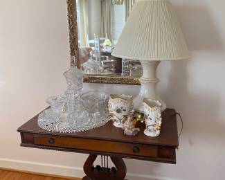 Music Harp Side Table with drawer - Vintage lamps