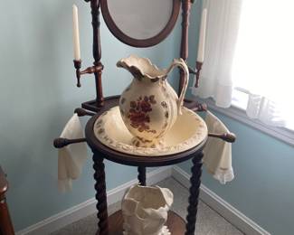 Wash stand with bowl and pithcer
