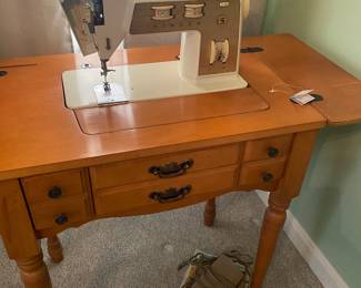 SINGER Touch and Sew Sewing Machine in Wood Cabinet