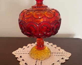 1960's Amberina Pedestal Candy Dish