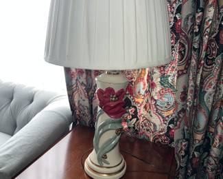 Pair of floral lamps