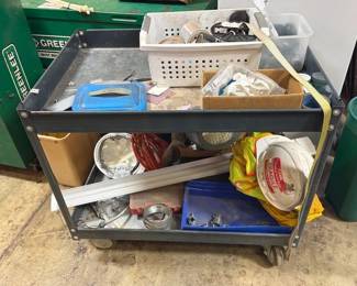 METAL ROLLING CART WITH CONTENTS